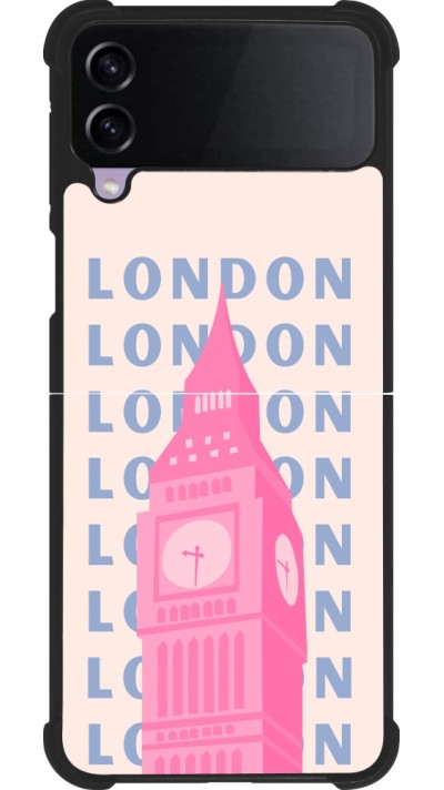 Coque Samsung Galaxy Z Flip3 5G - Silicone rigide noir London Pink Print