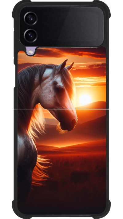 Coque Samsung Galaxy Z Flip3 5G - Silicone rigide noir Majestic Sunset Horse