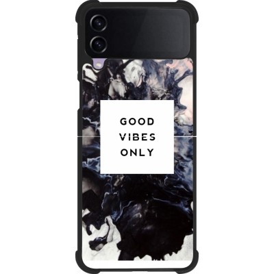 Coque Samsung Galaxy Z Flip3 5G - Silicone rigide noir Marble Good Vibes Only