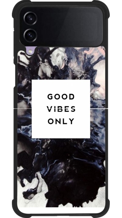 Coque Samsung Galaxy Z Flip3 5G - Silicone rigide noir Marble Good Vibes Only