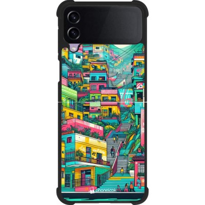 Coque Samsung Galaxy Z Flip3 5G - Silicone rigide noir Medellin Comuna 13 Art