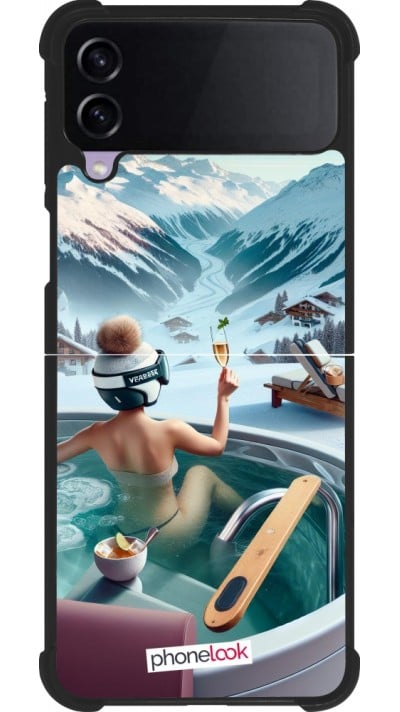 Coque Samsung Galaxy Z Flip3 5G - Silicone rigide noir Montagne Glamour Jacuzzi