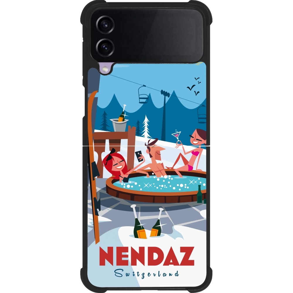 Coque Samsung Galaxy Z Flip3 5G - Silicone rigide noir Nendaz Mountain Jacuzzi