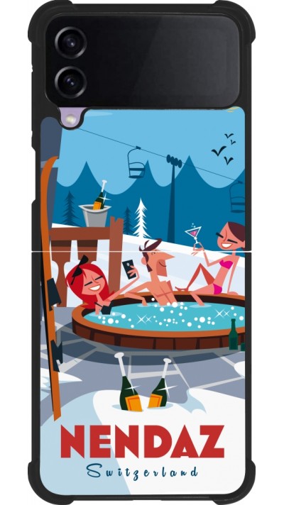 Coque Samsung Galaxy Z Flip3 5G - Silicone rigide noir Nendaz Mountain Jacuzzi