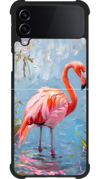 Coque Samsung Galaxy Z Flip3 5G - Silicone rigide noir Paint Flamingo