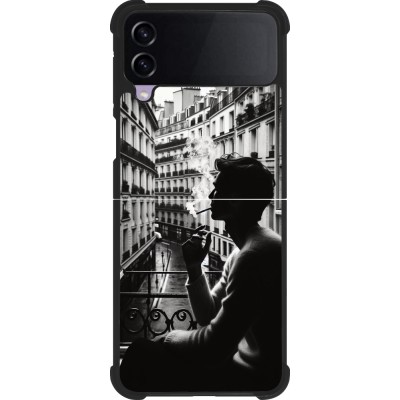 Coque Samsung Galaxy Z Flip3 5G - Silicone rigide noir Parisian Smoker