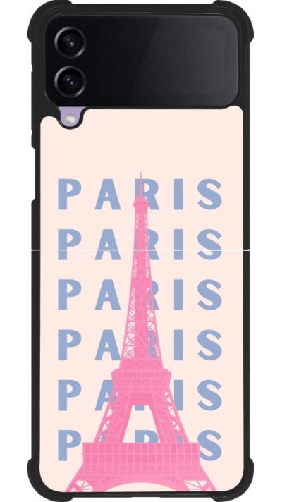 Coque Samsung Galaxy Z Flip3 5G - Silicone rigide noir Paris Pink Print