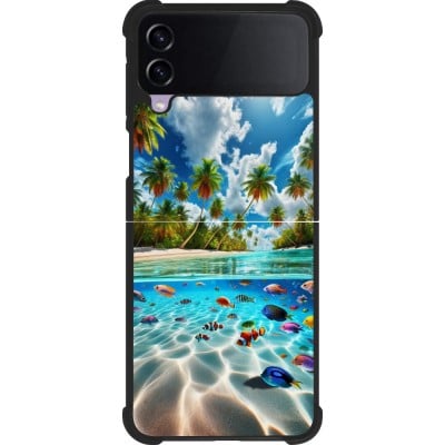 Coque Samsung Galaxy Z Flip3 5G - Silicone rigide noir Plage Paradis