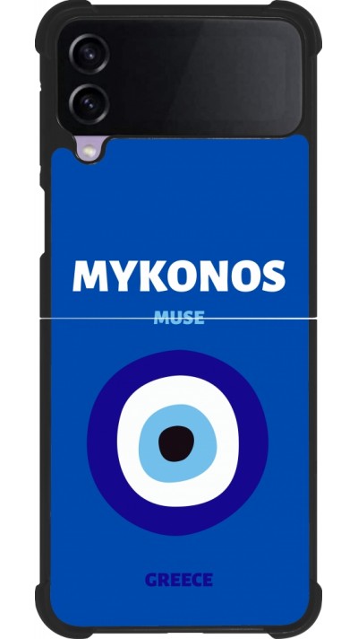 Coque Samsung Galaxy Z Flip3 5G - Silicone rigide noir Pop Summer Destination Mykonos