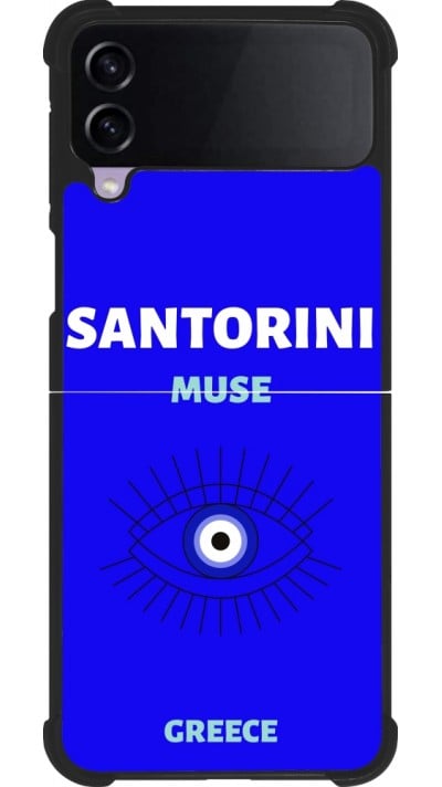 Coque Samsung Galaxy Z Flip3 5G - Silicone rigide noir Pop Summer Destination Santorini