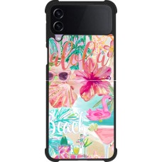 Samsung Galaxy Z Flip3 5G Case Hülle - Silikon schwarz Preppy Collage Aloha