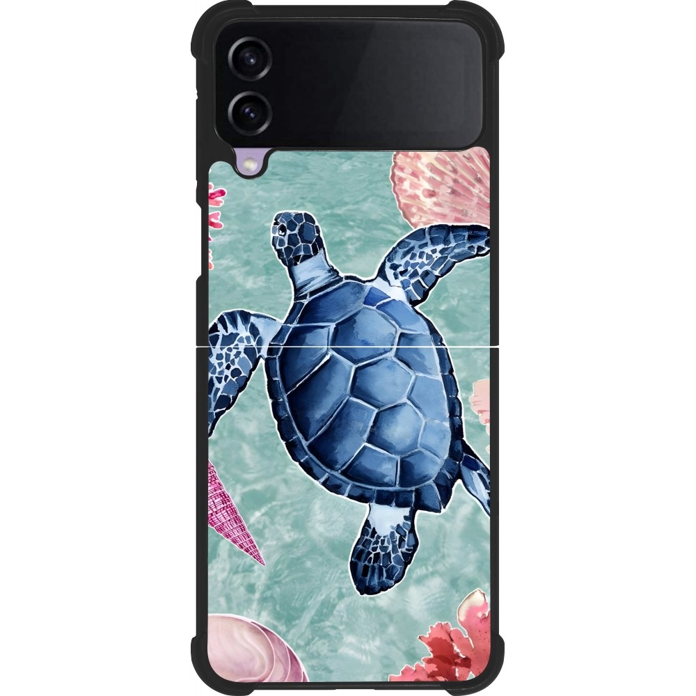 Coque Samsung Galaxy Z Flip3 5G - Silicone rigide noir Preppy Turtle