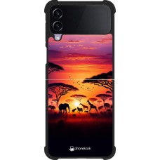 Coque Samsung Galaxy Z Flip3 5G - Silicone rigide noir Safari sunset wildlife