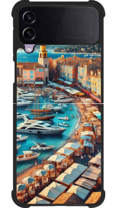 Coque Samsung Galaxy Z Flip3 5G - Silicone rigide noir Saint-Tropez Beach