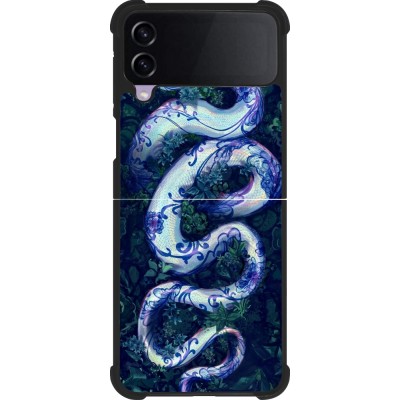 Coque Samsung Galaxy Z Flip3 5G - Silicone rigide noir Serpent Blue Anaconda