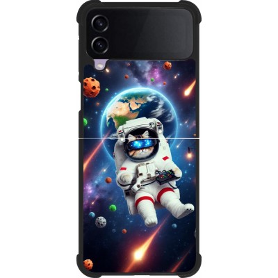 Coque Samsung Galaxy Z Flip3 5G - Silicone rigide noir VR SpaceCat Odyssey