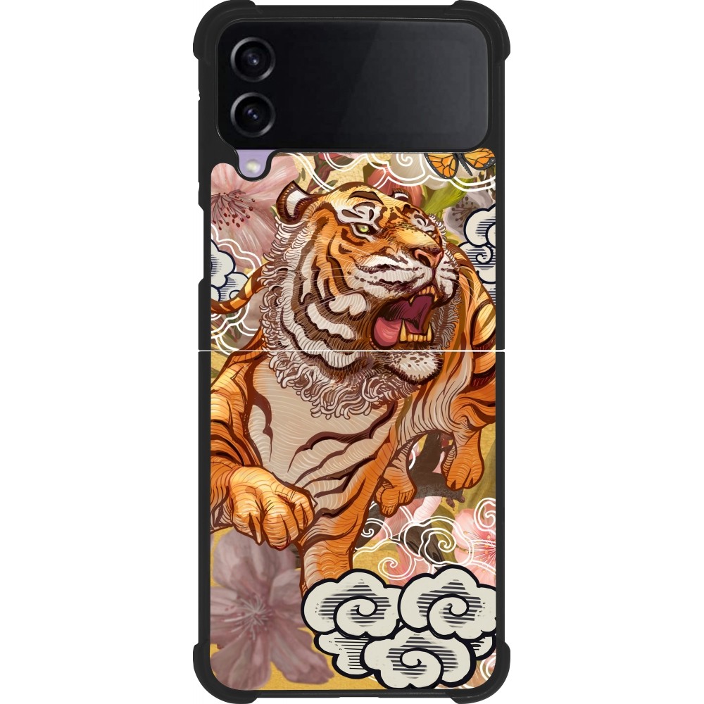 Coque Samsung Galaxy Z Flip3 5G - Silicone rigide noir Spring 23 japanese tiger