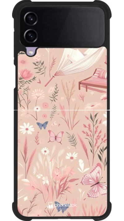 Coque Samsung Galaxy Z Flip3 5G - Silicone rigide noir Summer Pastel Pattern