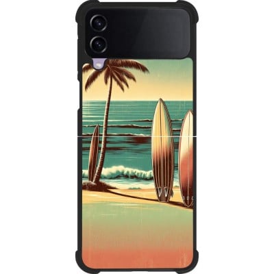 Coque Samsung Galaxy Z Flip3 5G - Silicone rigide noir Surf Paradise