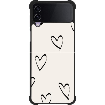 Coque Samsung Galaxy Z Flip3 5G - Silicone rigide noir Valentine 2023 minimalist hearts