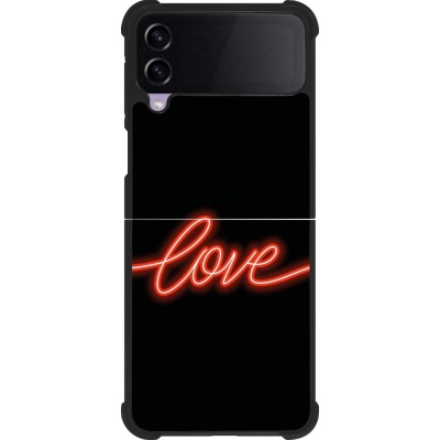 Coque Samsung Galaxy Z Flip3 5G - Silicone rigide noir Valentine 2023 neon love