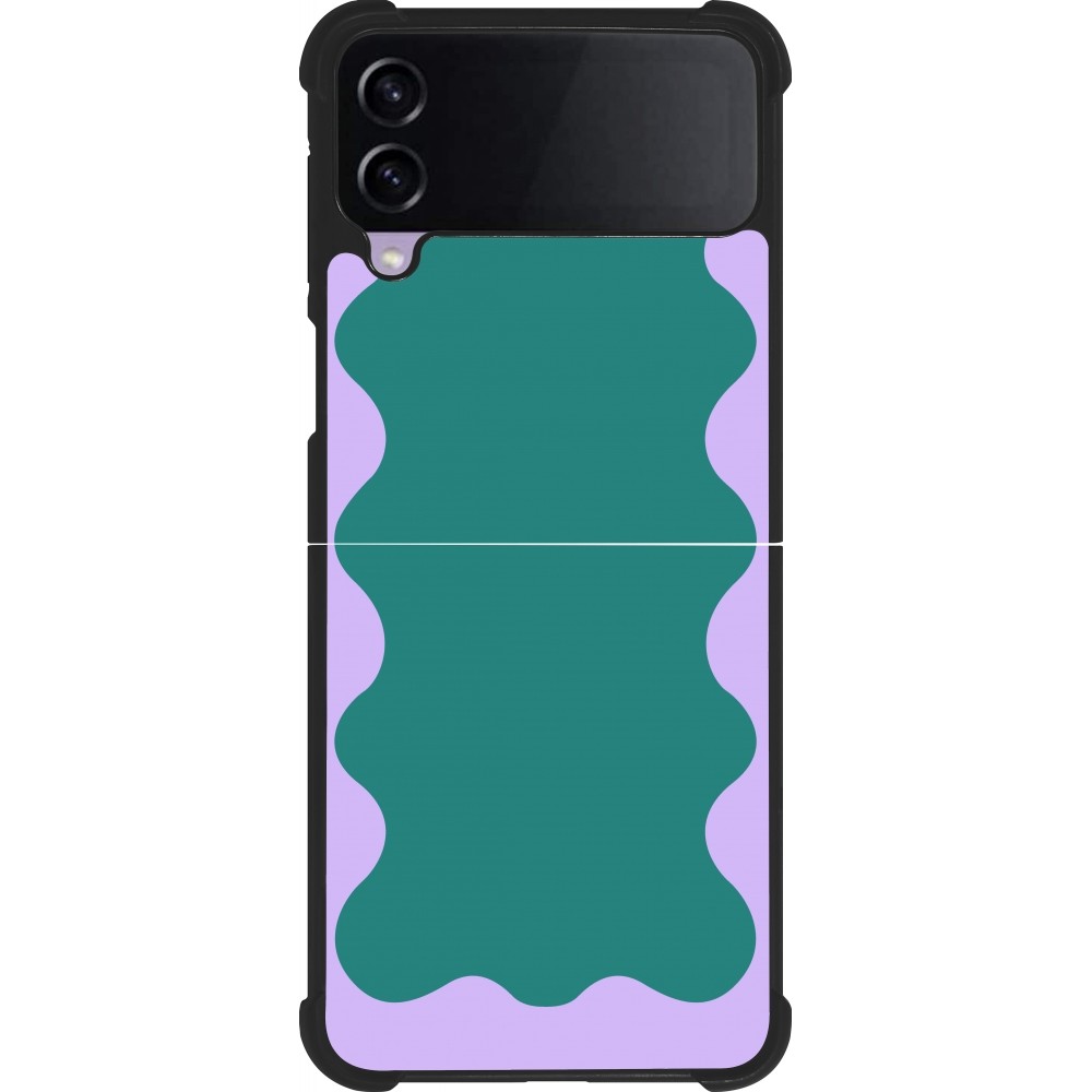 Coque Samsung Galaxy Z Flip3 5G - Silicone rigide noir Wavy Rectangle Green Purple