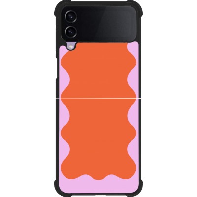 Coque Samsung Galaxy Z Flip3 5G - Silicone rigide noir Wavy Rectangle Orange Pink