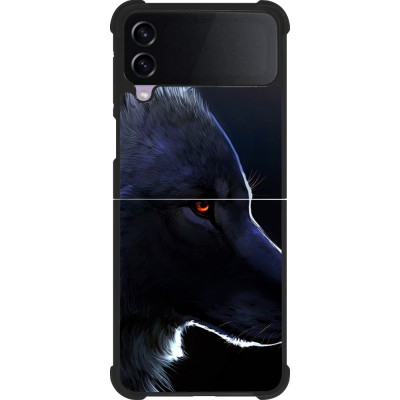 Coque Samsung Galaxy Z Flip3 5G - Silicone rigide noir Wolf Shape