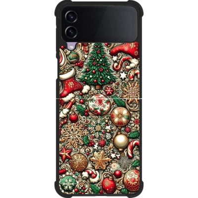 Coque Samsung Galaxy Z Flip3 5G - Silicone rigide noir Noël 2023 micro pattern