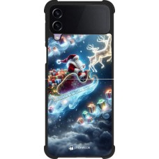 Coque Samsung Galaxy Z Flip3 5G - Silicone rigide noir Noël 2023 Père Noël enchanté