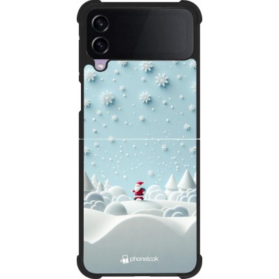 Coque Samsung Galaxy Z Flip3 5G - Silicone rigide noir Noël 2023 Petit Père Flocon