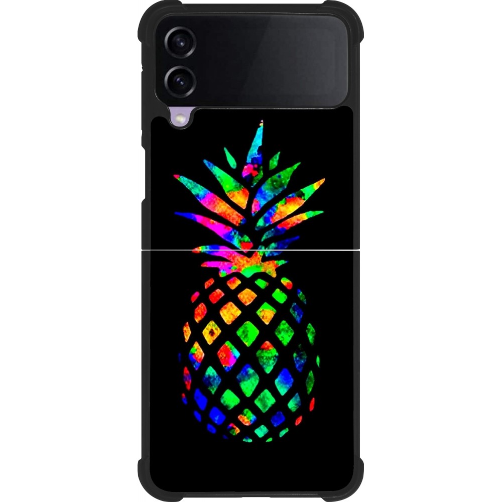 Samsung Galaxy Z Flip4 Case Hülle - Silikon schwarz Ananas Multi-colors