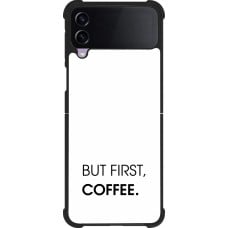 Coque Samsung Galaxy Z Flip4 - Silicone rigide noir But first Coffee