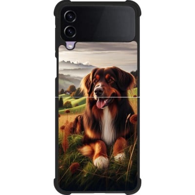 Coque Samsung Galaxy Z Flip4 - Silicone rigide noir Chien Campagne Suisse