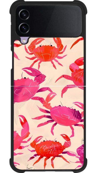 Coque Samsung Galaxy Z Flip4 - Silicone rigide noir Crabs Paint