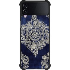 Coque Samsung Galaxy Z Flip4 - Silicone rigide noir Cream Flower Moroccan