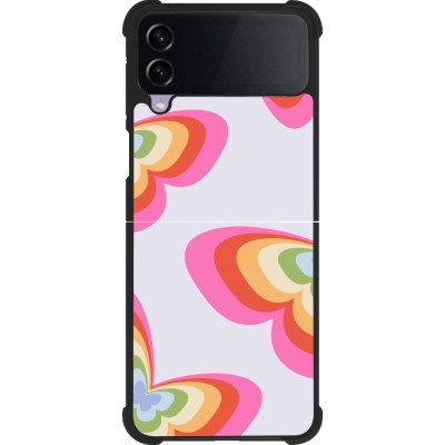 Coque Samsung Galaxy Z Flip4 - Silicone rigide noir Easter 2024 rainbow butterflies