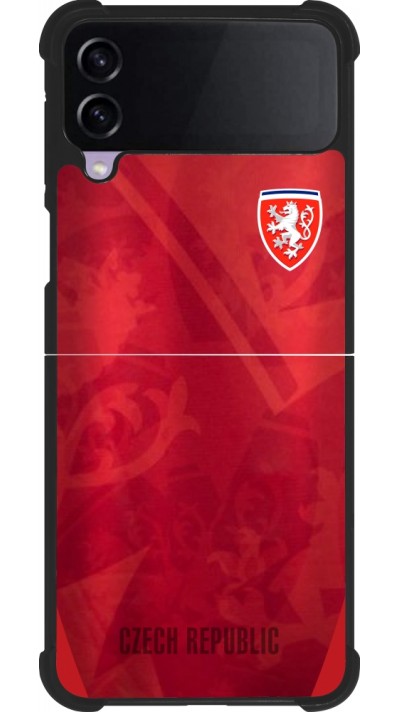 Coque Samsung Galaxy Z Flip4 - Silicone rigide noir Maillot de football République Tchèque personnalisable