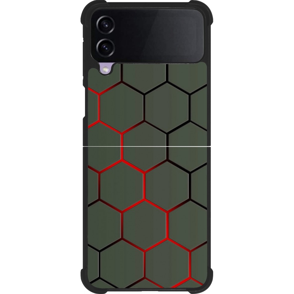 Coque Samsung Galaxy Z Flip4 - Silicone rigide noir Geometric Line red