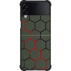 Coque Samsung Galaxy Z Flip4 - Silicone rigide noir Geometric Line red