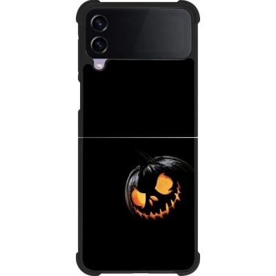 Coque Samsung Galaxy Z Flip4 - Silicone rigide noir Halloween 2023 discreet pumpkin