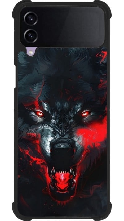 Coque Samsung Galaxy Z Flip4 - Silicone rigide noir Halloween 2024 mad werewolf