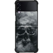 Coque Samsung Galaxy Z Flip4 - Silicone rigide noir Halloween 2024 smoky skull