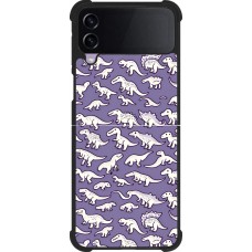 Coque Samsung Galaxy Z Flip4 - Silicone rigide noir Mini dino pattern violet