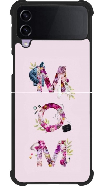 Coque Samsung Galaxy Z Flip4 - Silicone rigide noir Mom 2024 girly mom