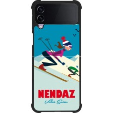 Coque Samsung Galaxy Z Flip4 - Silicone rigide noir Nendaz Ski Downhill