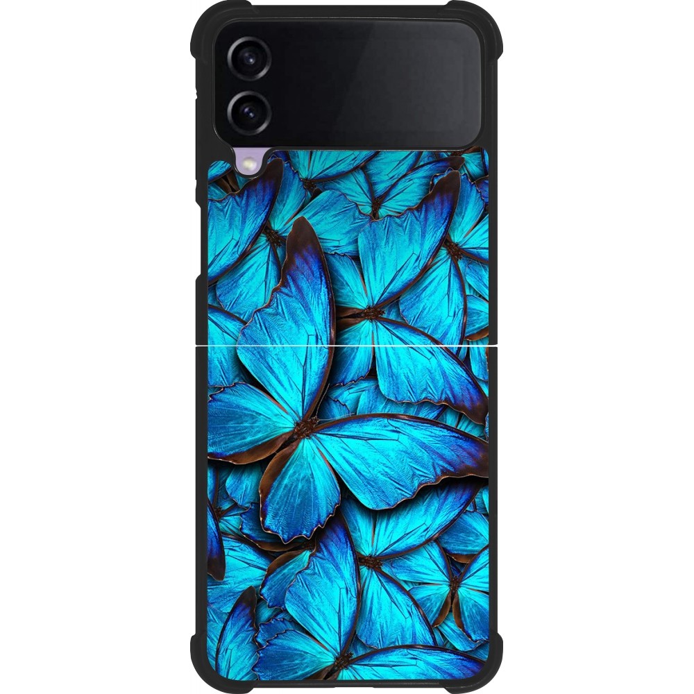 Samsung Galaxy Z Flip4 Case Hülle - Silikon schwarz Papillon bleu