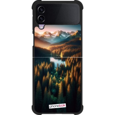 Coque Samsung Galaxy Z Flip4 - Silicone rigide noir Sunset Forest Lake