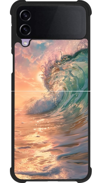 Coque Samsung Galaxy Z Flip4 - Silicone rigide noir Wave Sunset