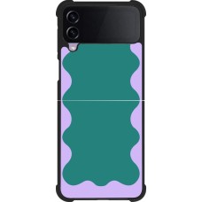 Coque Samsung Galaxy Z Flip4 - Silicone rigide noir Wavy Rectangle Green Purple